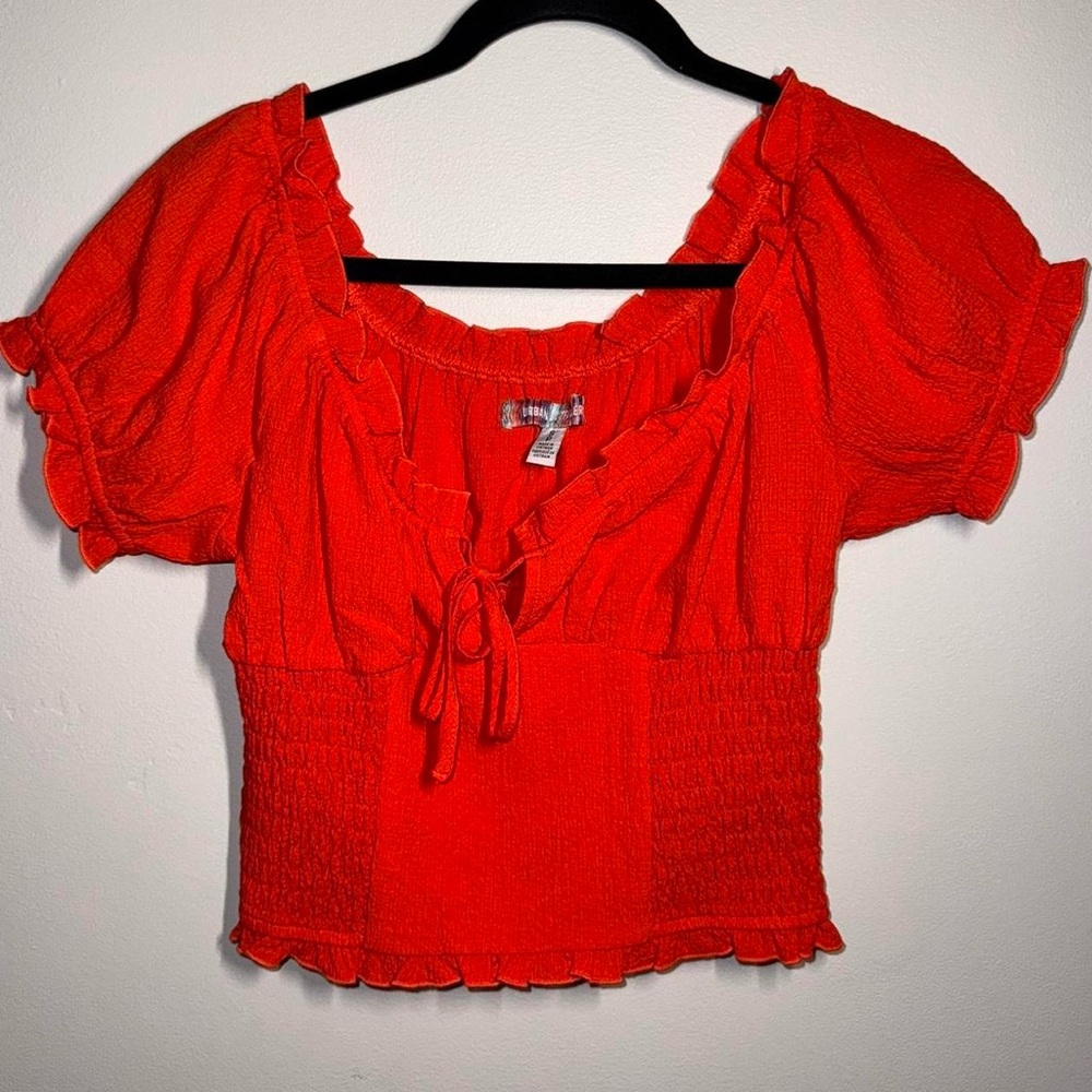 Urban Outfitters Red Ruffle Blouse
